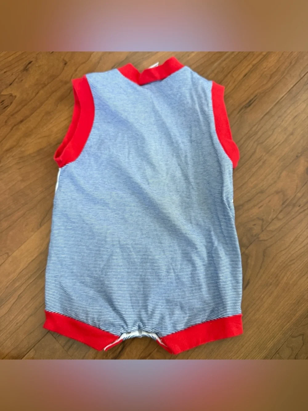 Vintage White Toddler Boys Embroidered Sailboat Nautical Romper Size 12 Months